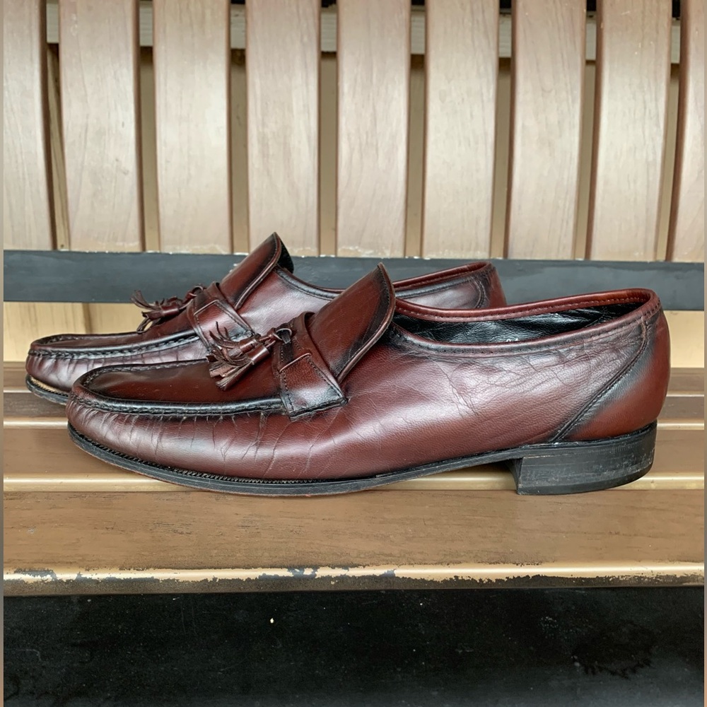 Florsheim Brown Leather Como Moc Toe Tassel Loafer Hand Sewn Size 10.5